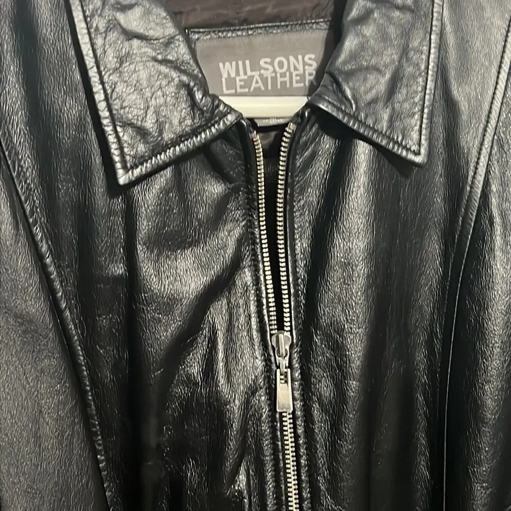 🔥🔥 WILSONS LEATHER Women’s Black Leather Jacket Thinsulate Zip Removable Liner